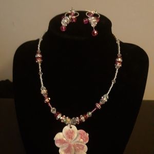 Pink flower necklace